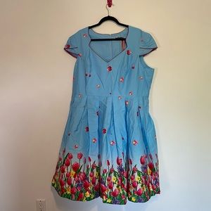 Blue floral A Line Hell Bunny Dress